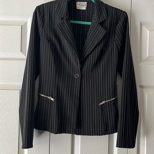 Black pinstriped suit jacket